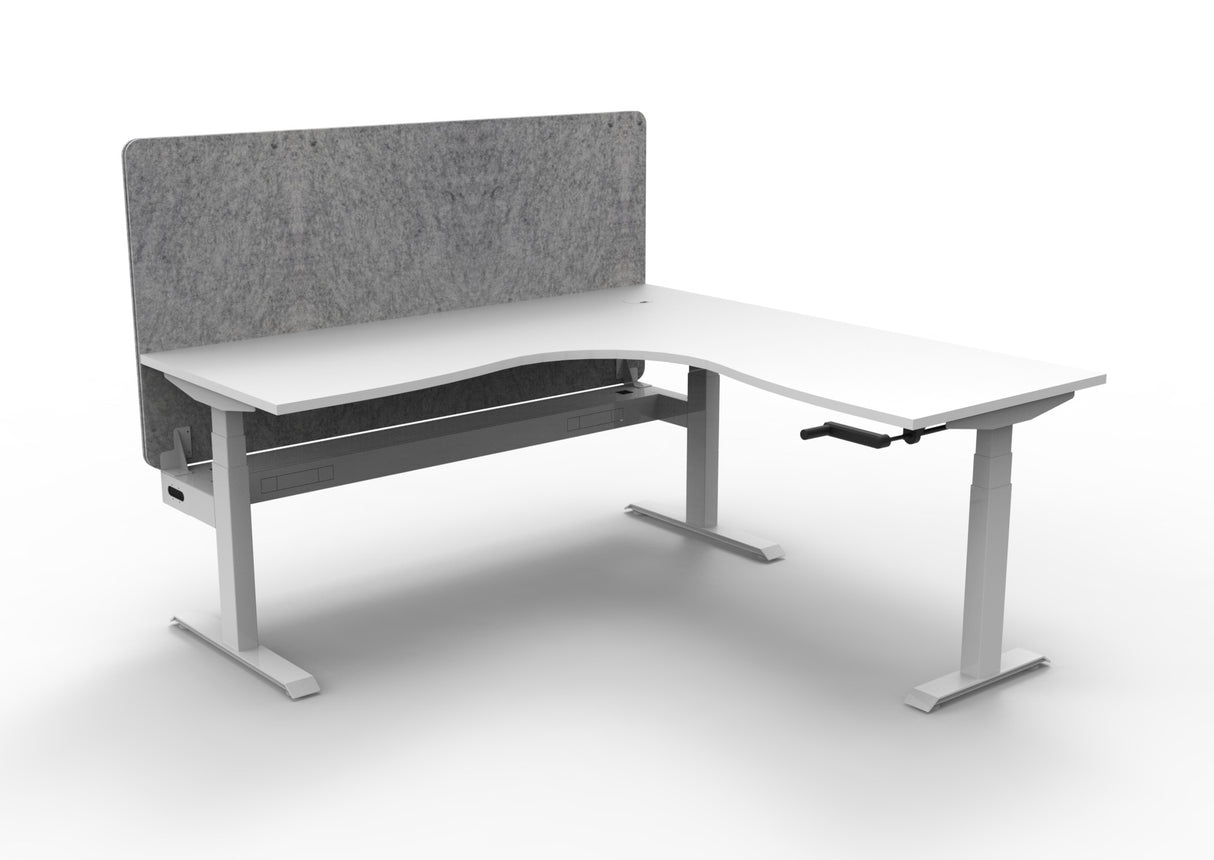 RL Boost Crank Height Adjustable Corner Workstation with Grey Pinnable Eco Panel Screen