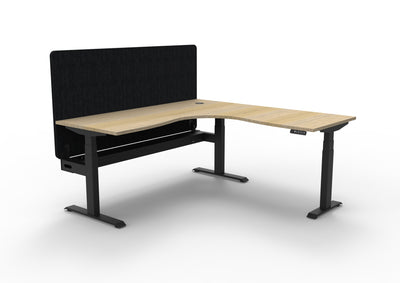 RL Boost+ Height Adjustable Corner Workstation with Black Eco Panel Screen 1P