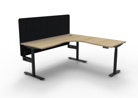 RL Halo Plus Height Adjustable Corner Workstation with Black Eco Panel Screen