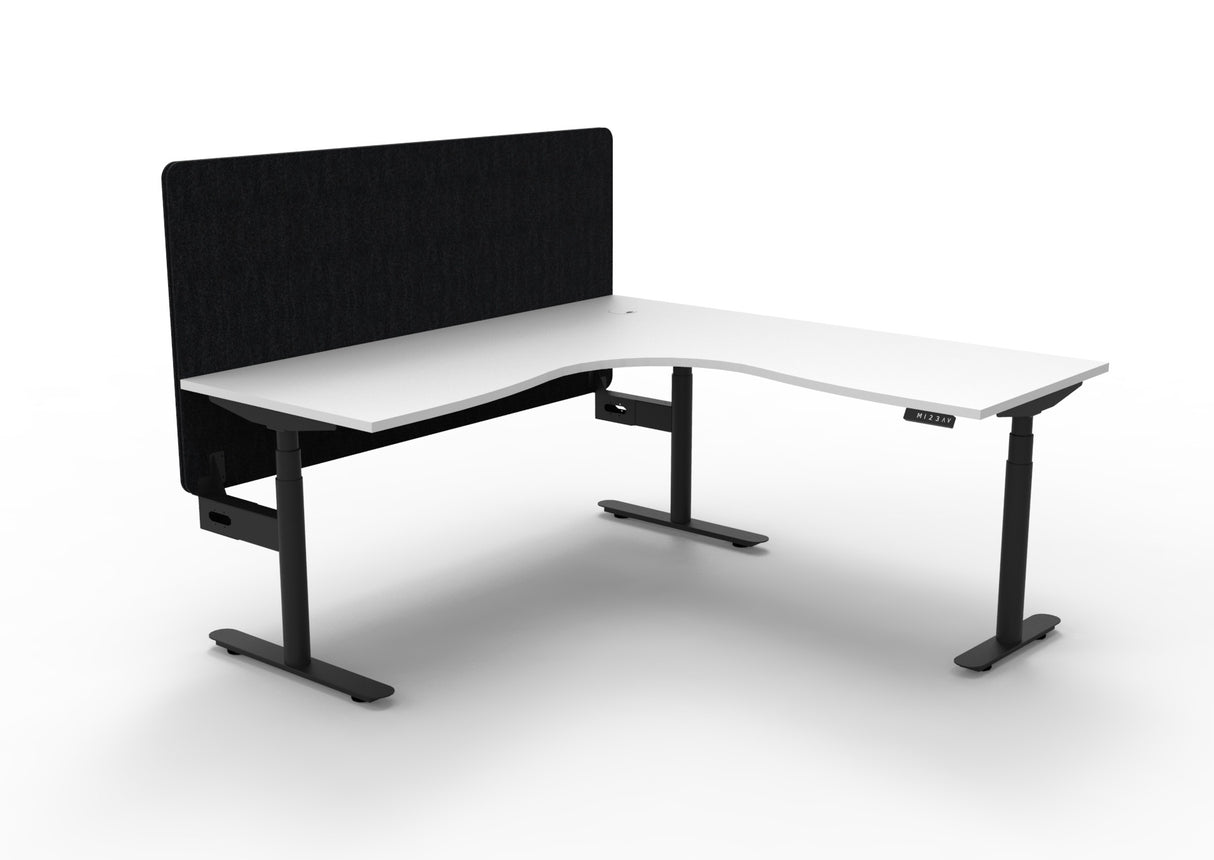 RL Halo Plus Height Adjustable Corner Workstation with Black Eco Panel Screen
