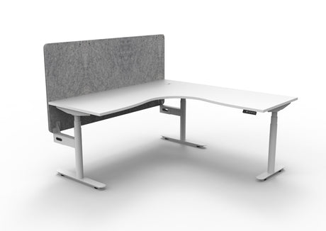RL Halo Plus Height Adjustable Corner Workstation with Grey Eco Panel Screen