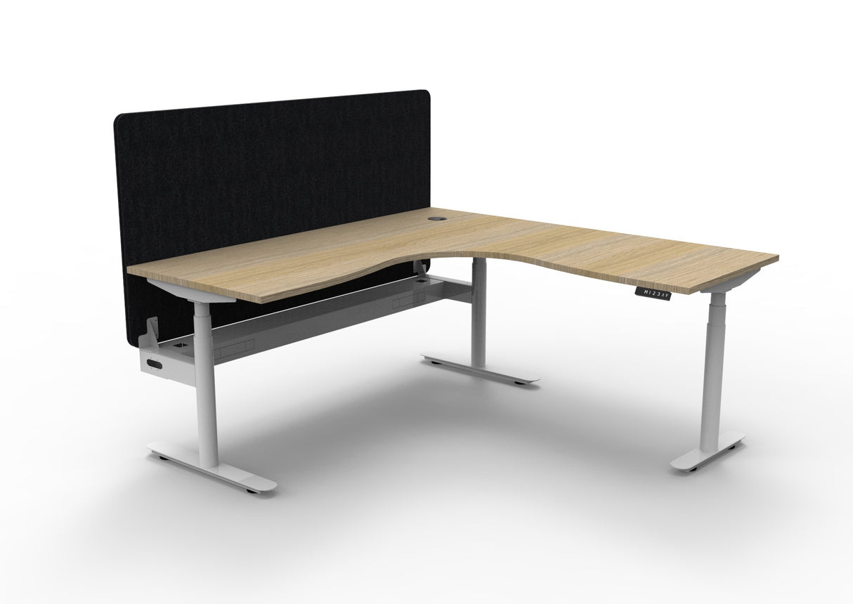 RL Halo Plus Height Adjustable Corner Workstation with Black Eco Panel Screen