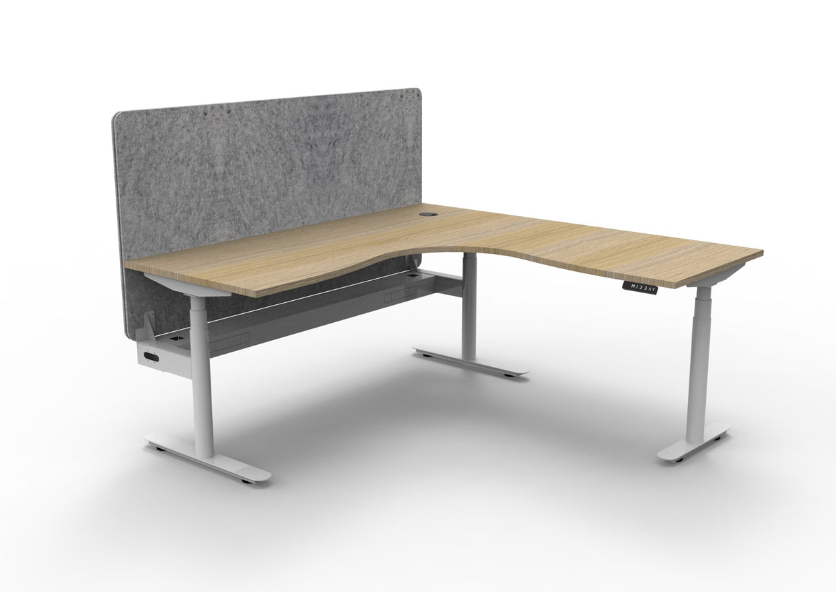 RL Halo Plus Height Adjustable Corner Workstation with Grey Eco Panel Screen