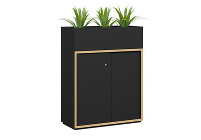 DD Grid Line Sliding Door Planter Storage