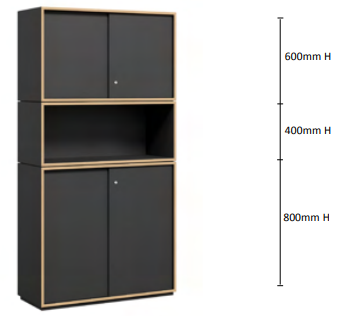 DD Grid Line Sliding Door Multi Shelf Tall Storage Unit