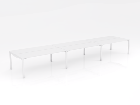 OL Axis Stretch 6 Person Double Sided Desk – White Top with White Frame