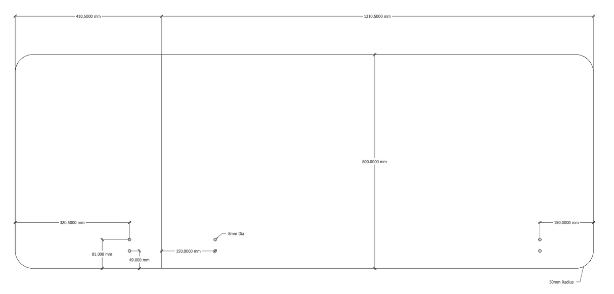 RL Acouline  Quarter Left End Wrap Screen for Workstation