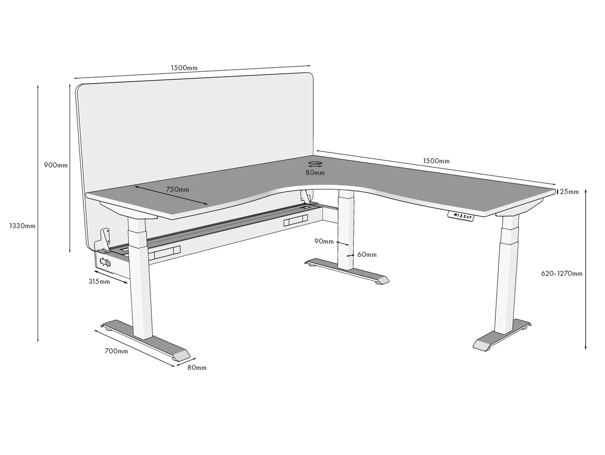 RL Boost Plus Motorized Height Adjustable Corner Workstation