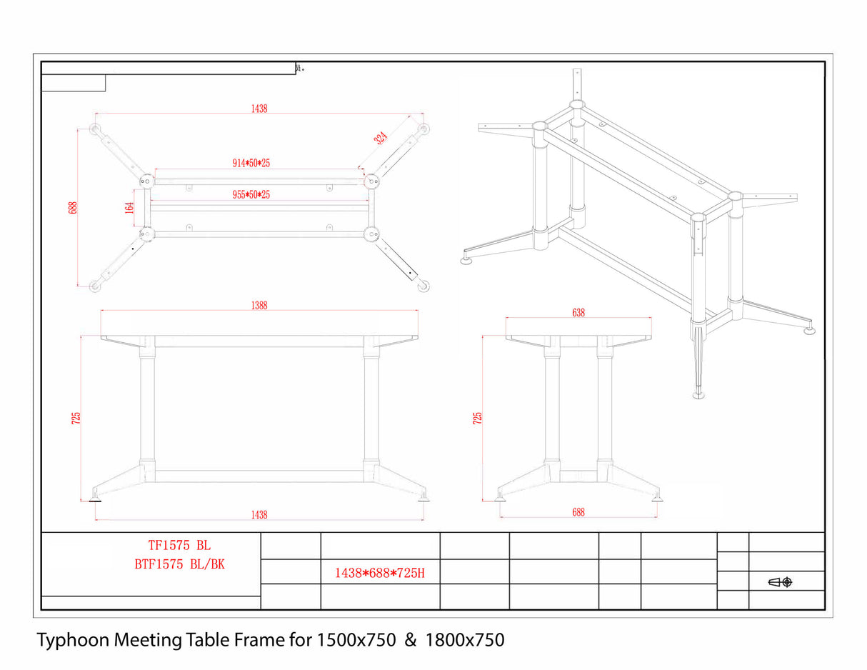 RL Typhoon Metal Meeting Table Frame