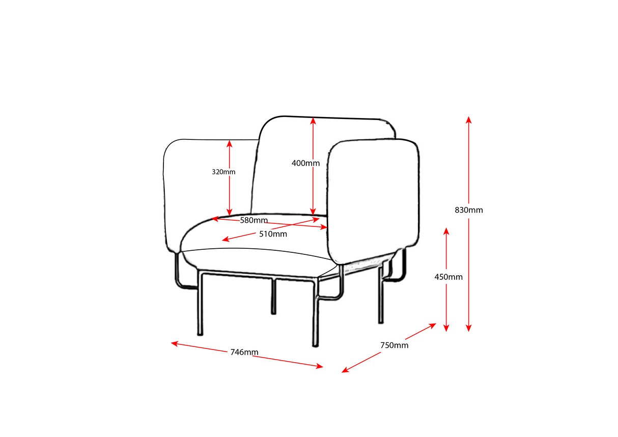 RL Capri Fabric Upholstered 1 Seater Reception Area Lounge