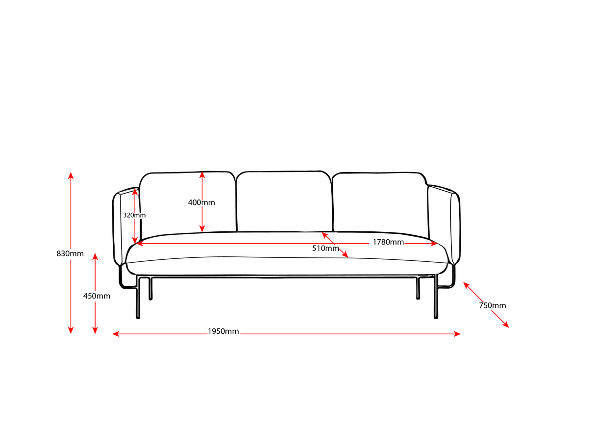 RL Capri Fabric Upholstered 3 Seater Reception Area Lounge