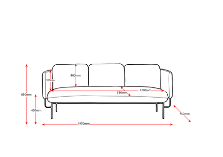 RL Capri Fabric Upholstered 3 Seater Reception Area Lounge