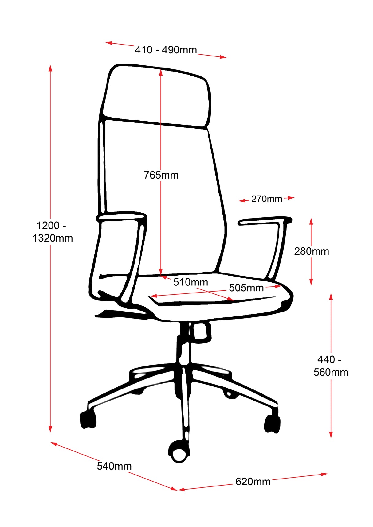 RL CL3000H High Back PU Leather Upholstered Executive Chair