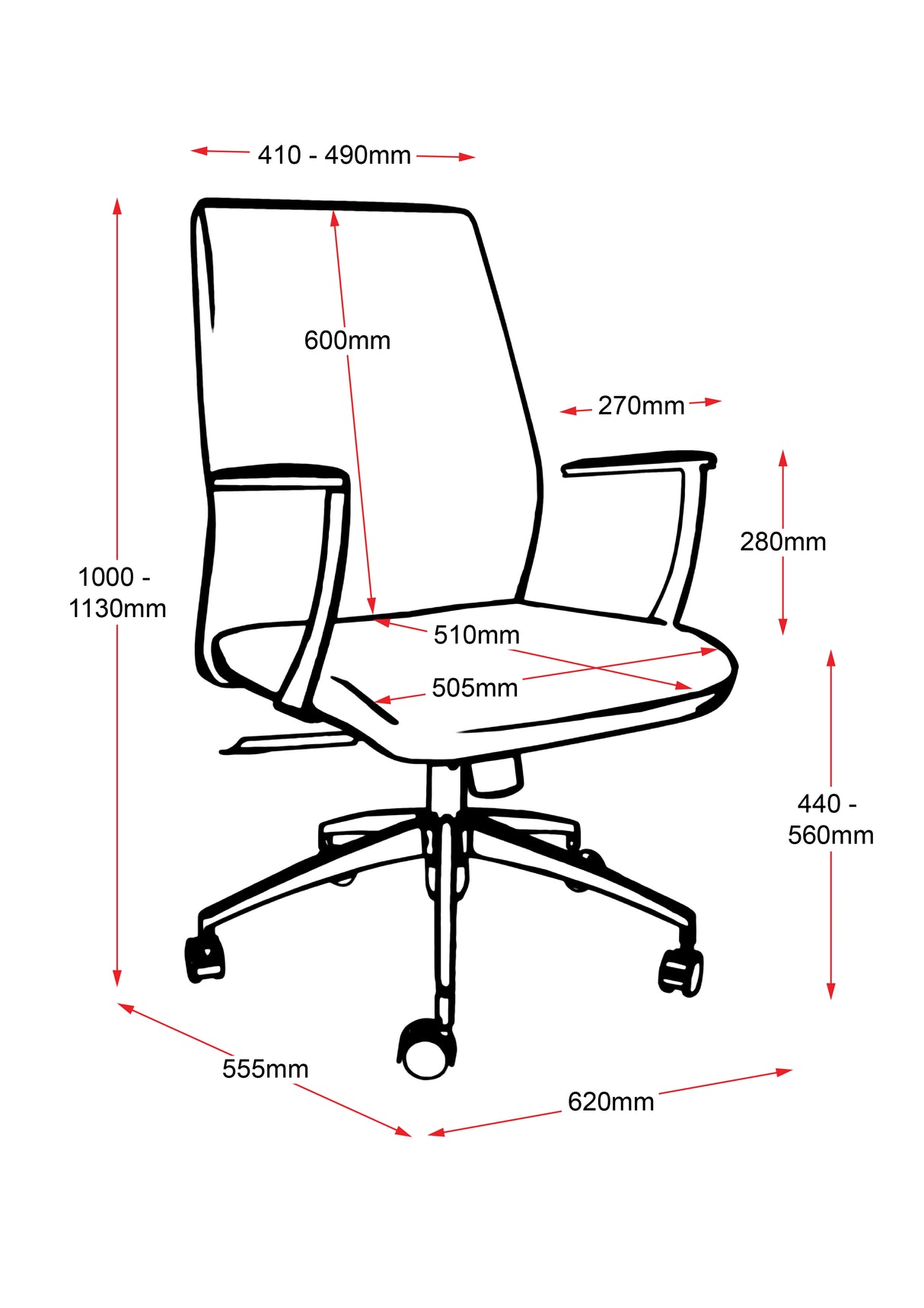 RL CL3000M Medium Back PU Leather Boardroom Chair