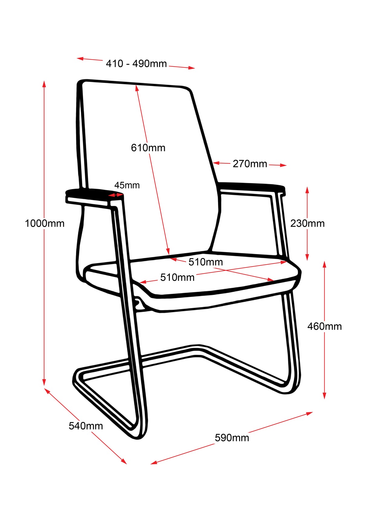RL CL3000V PU Leather Upholstered Executive Visitor Chair