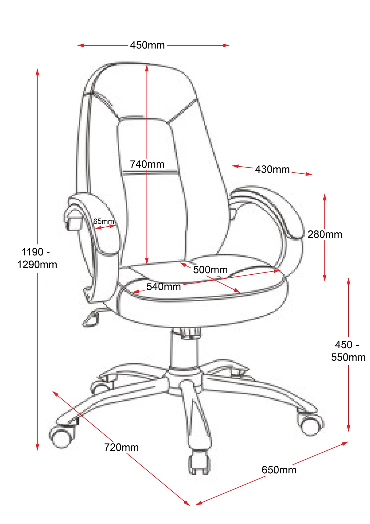 RL CL410 High Back PU Leather Upholstered Executive Chair