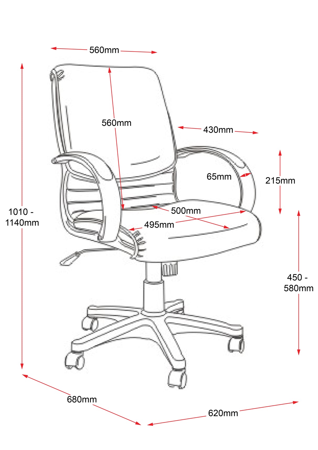 RL CL610 Medium Back PU Leather Upholstered Executive Chair
