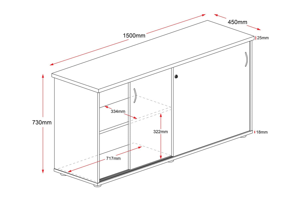 RL Rapid Worker Lockable Sliding Door Credenza