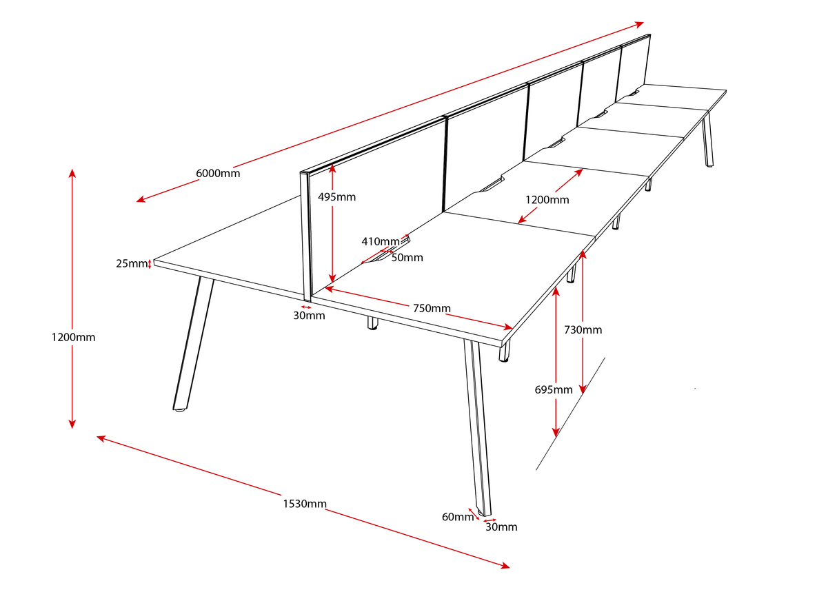 RL Eternity Double Sided Workstation with Black Eco Panel Screen