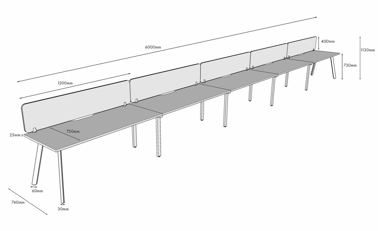 RL Eternity Single Sided Workstation with Grey Eco Panel Screen