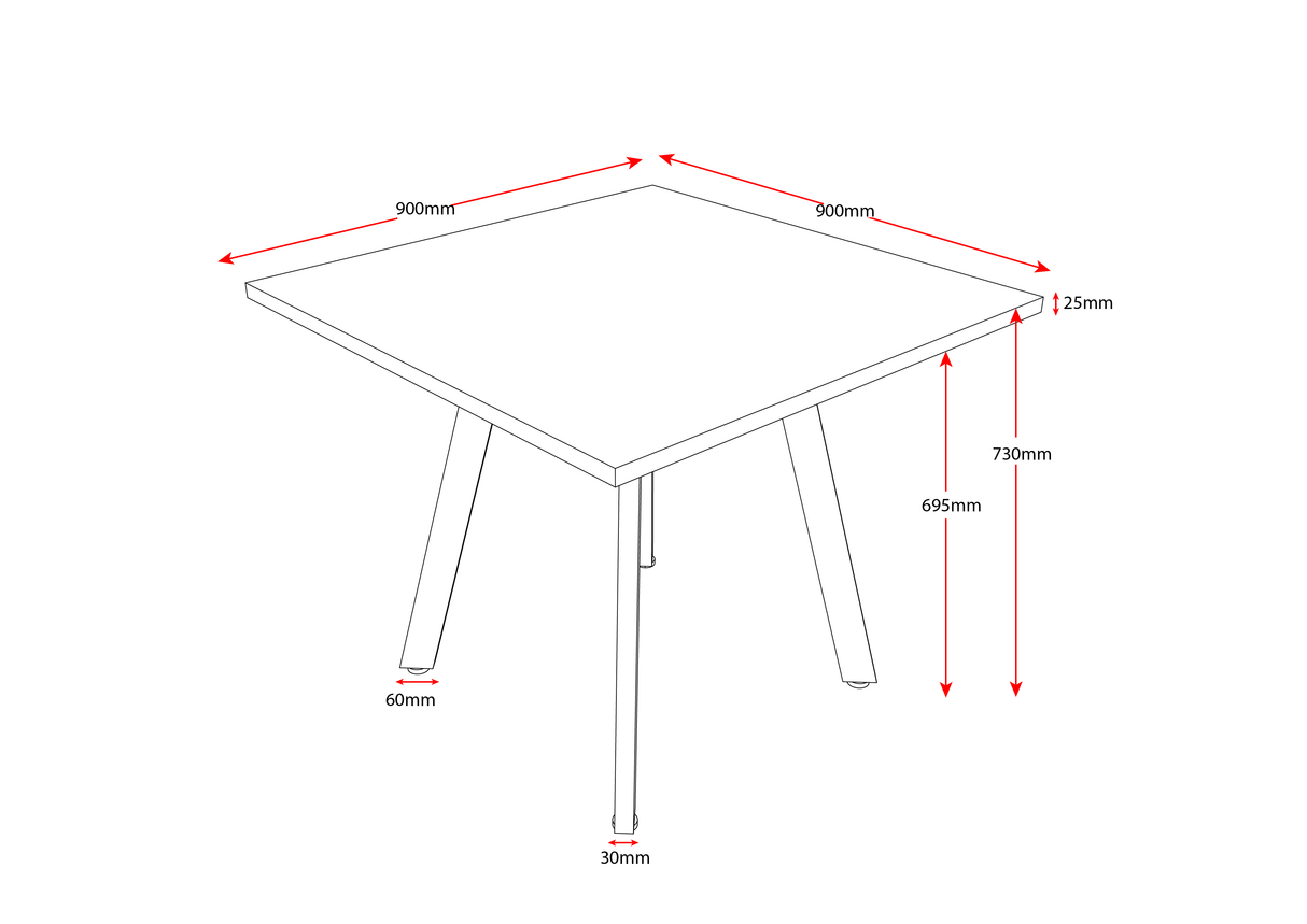 RL Eternity Metal Leg Square Meeting Table