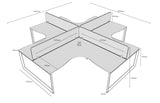 RL Infinity Loop 4 People Corner Workstation with Ecopanel Screen