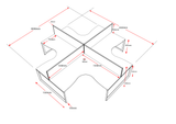 RL Infinity Loop 4 People Corner Workstation with SHUSH30 Screen