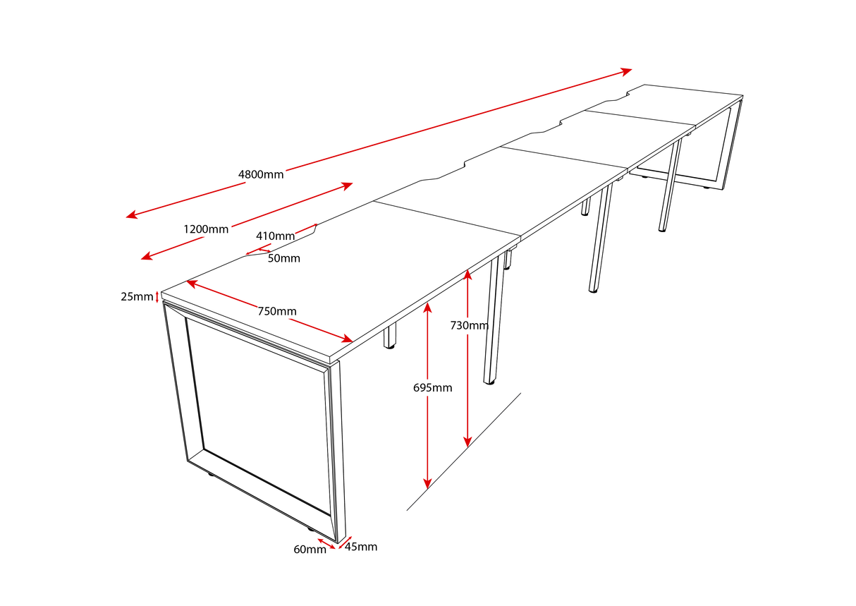 RL Infinity Single Sided Loop Leg System Desk