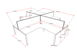 RL Infinity Profile Leg 4 People Corner Workstation with Screen