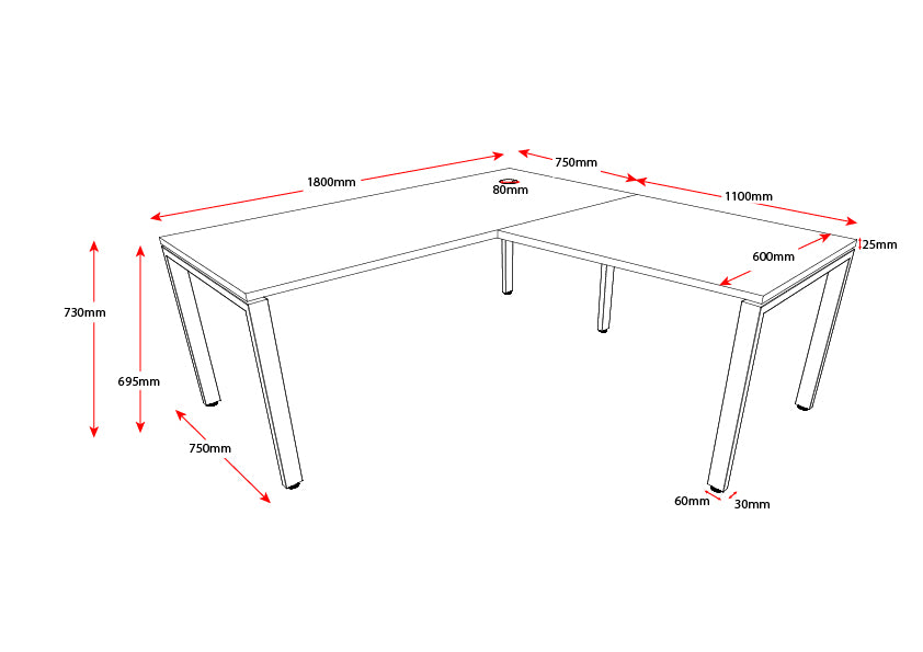 RL Infinity Profile Leg Desk with Return