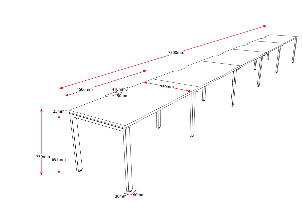 RL Infinity Profile Leg Single Sided System Desk