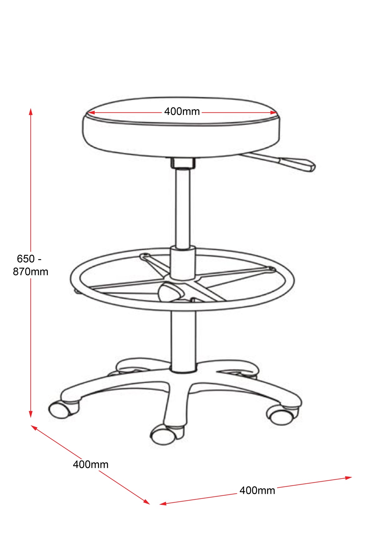 RL DS PU Upholstered Drafting Stool