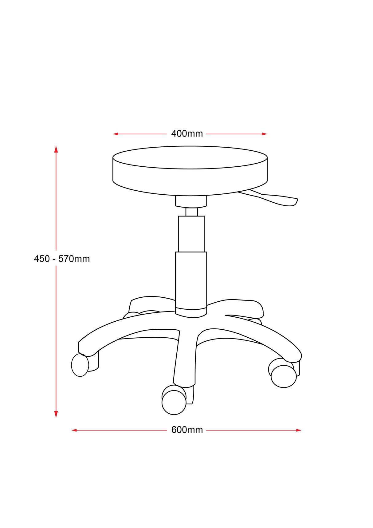 RL DS PU Upholstered Desk Height Utility Stool