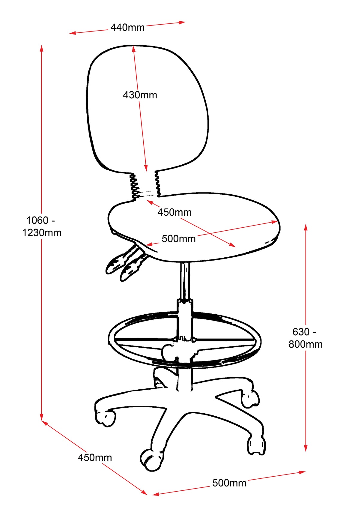 RL EC070BM Fabric Upholstered Drafting Chair