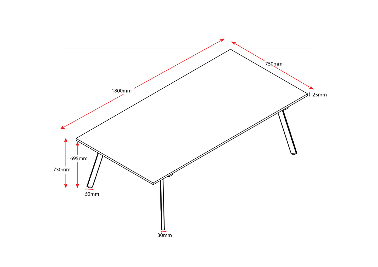 RL Eternity Metal Rectangular Meeting Table Frame