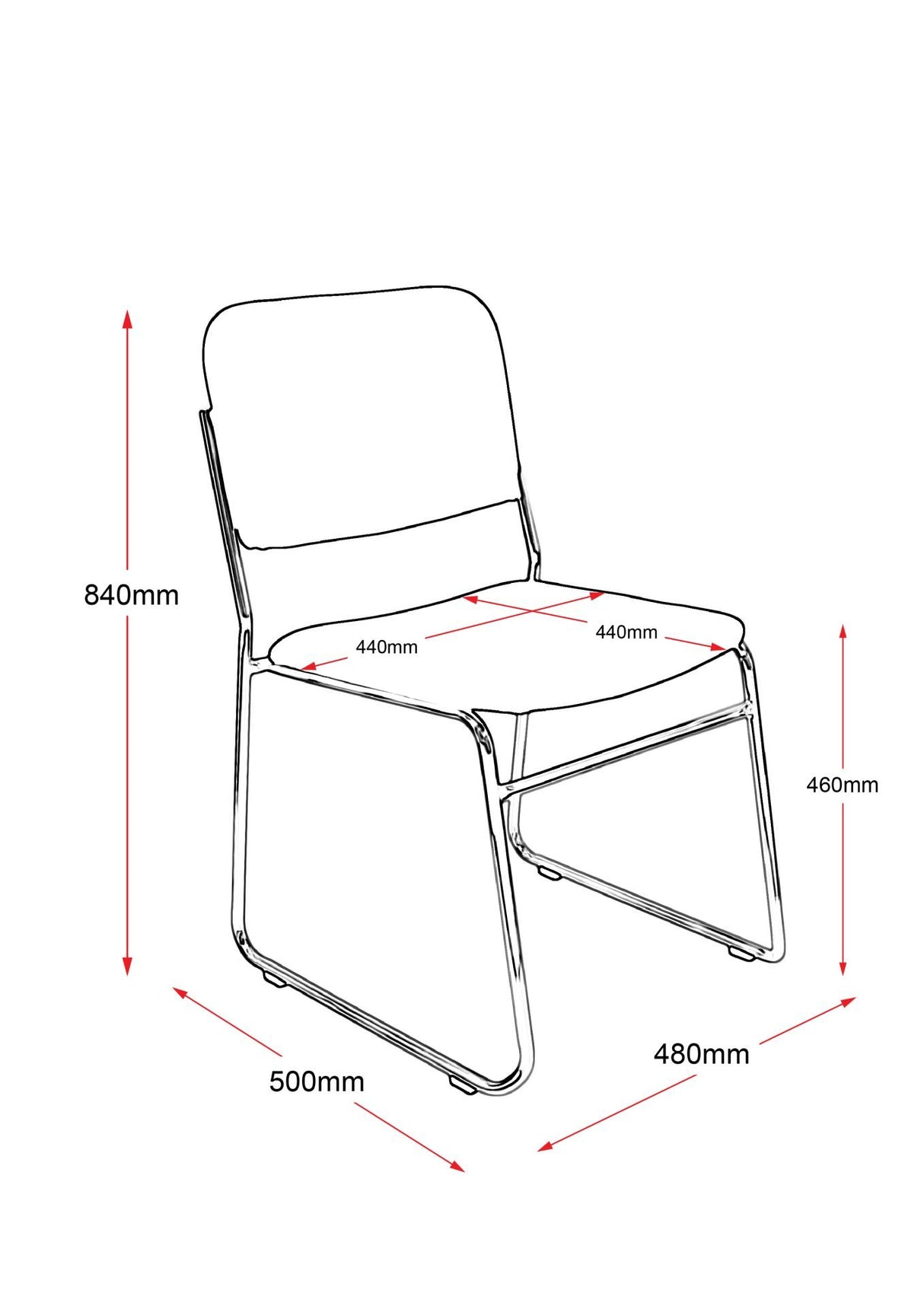 RL Evo Fabric Upholstered Metal Sled Base Visitor Chair