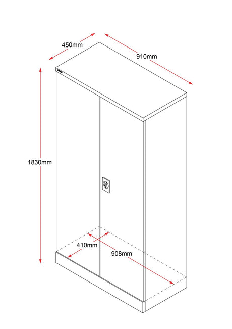 RL GO Swing Door Heavy Duty Stationery Cupboard – 3 Shelves