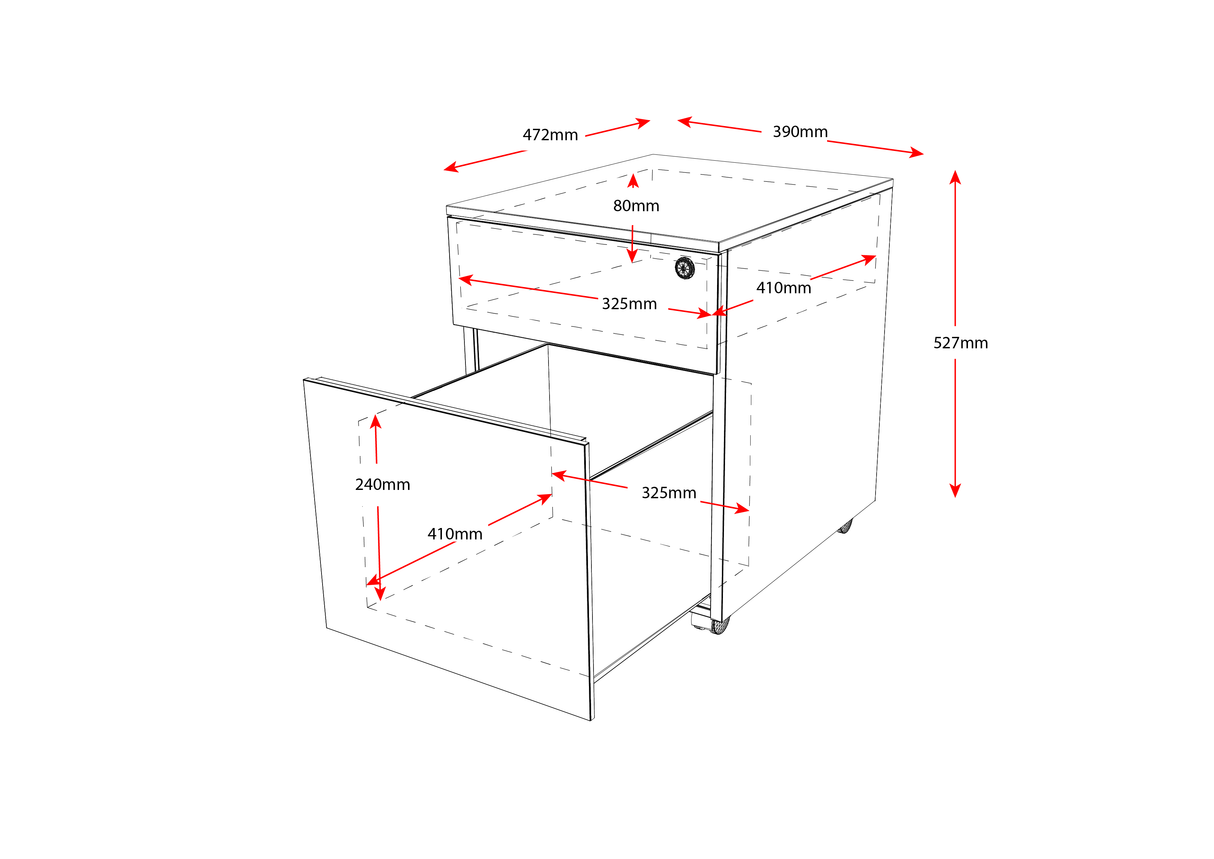 RL Go 2 Drawer Steel Mobile Pedestal