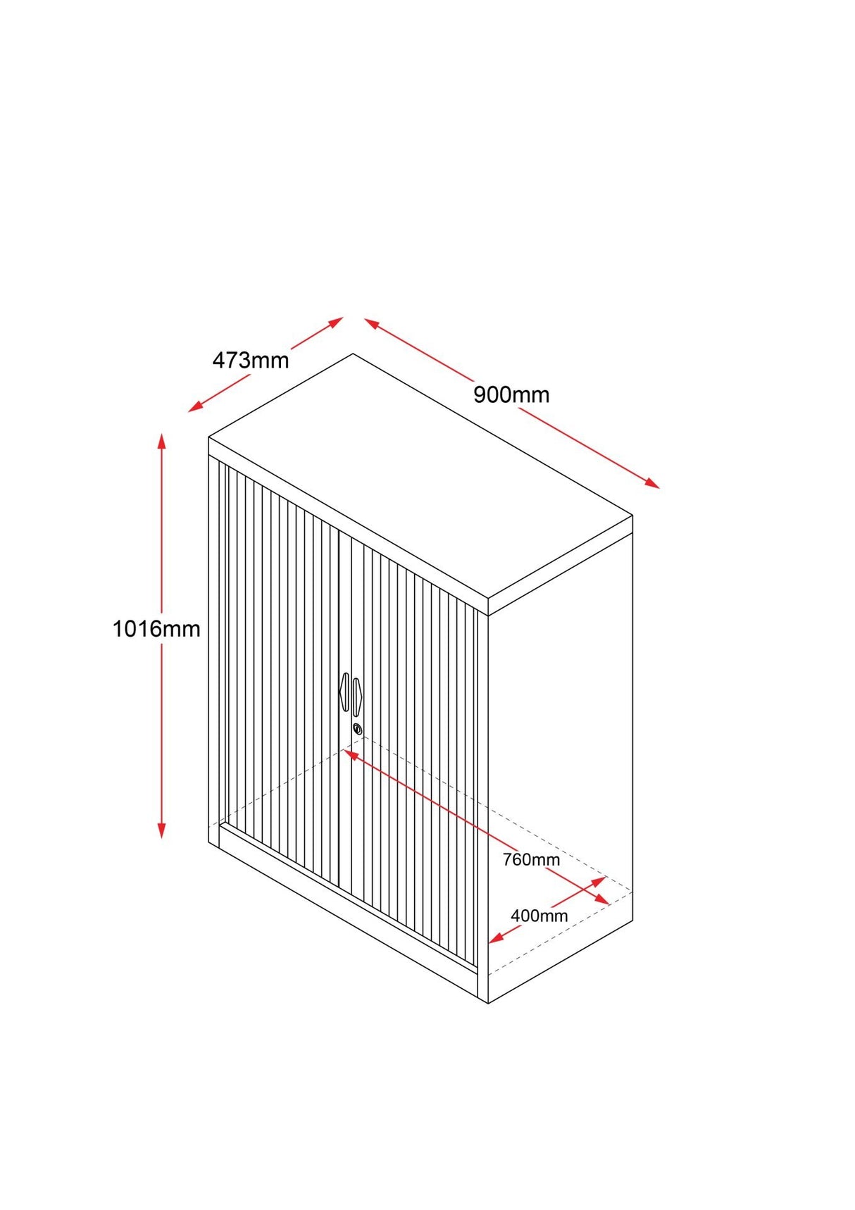 RL GO Tambour 900mm Wide Sliding Door Cupboard