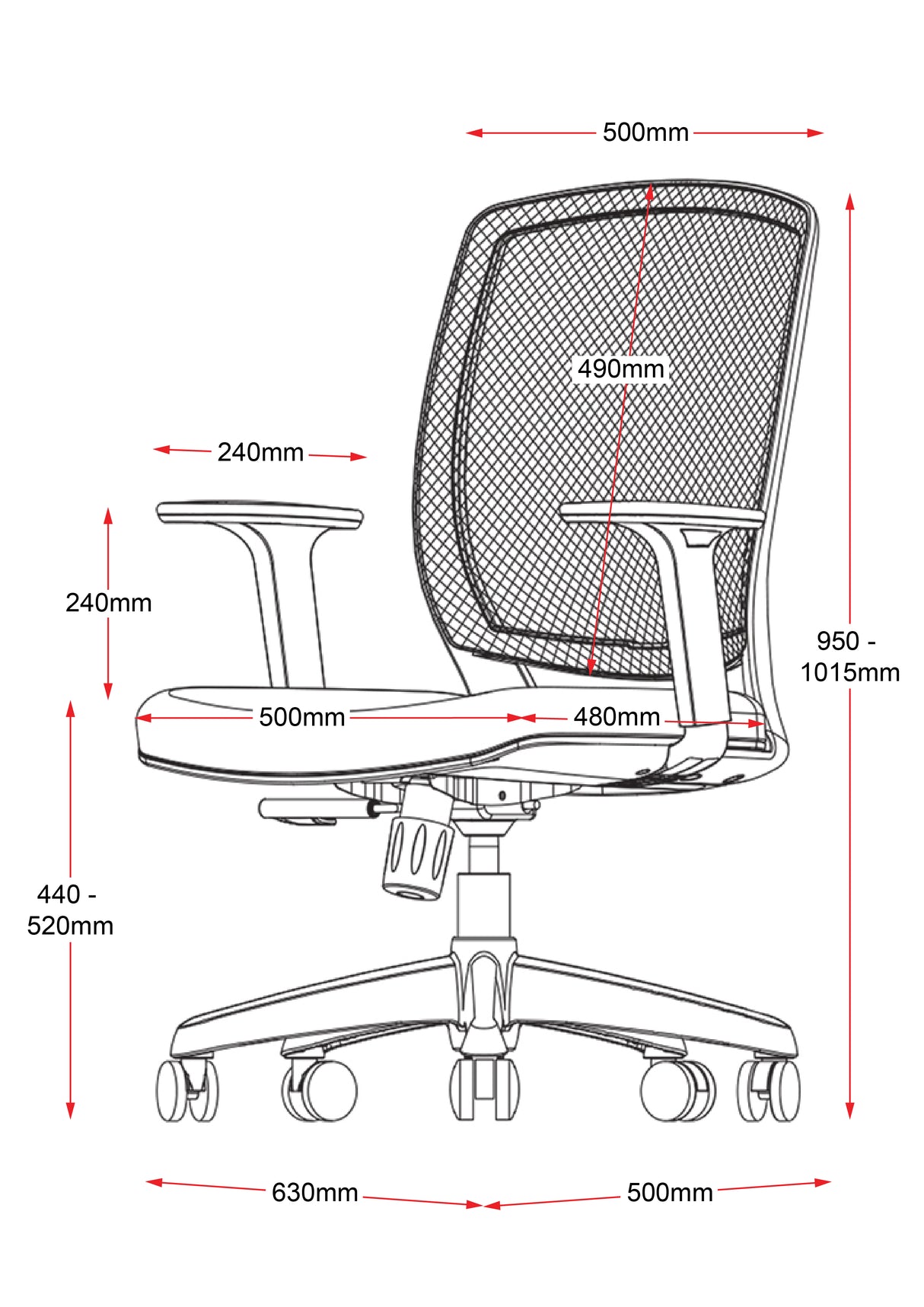 RL Hartley Medium High Mesh Back Operator Chair