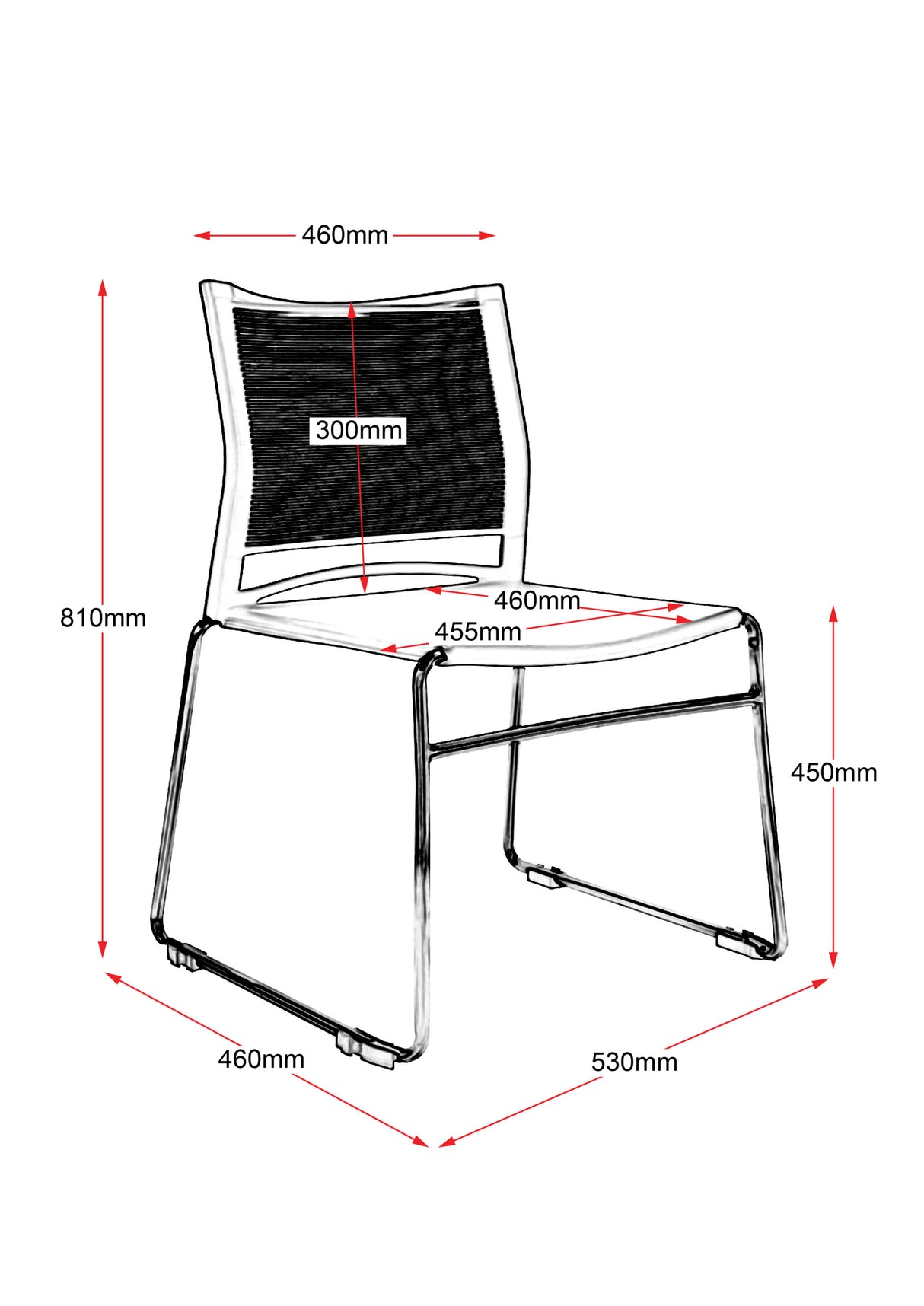 RL PMV Stackable Chrome Sled Base Hospitality Chair
