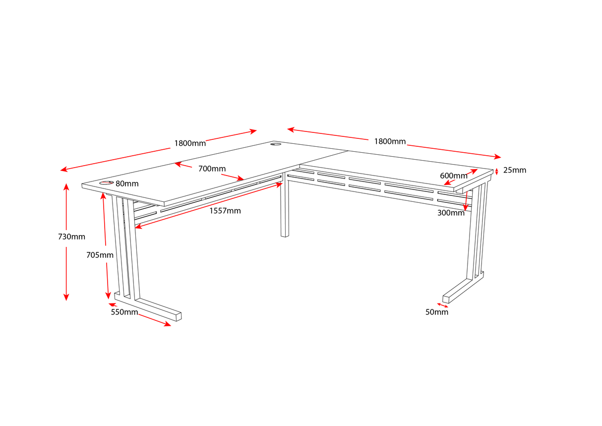RL Rapid Span Metal C-Leg Desk with Return