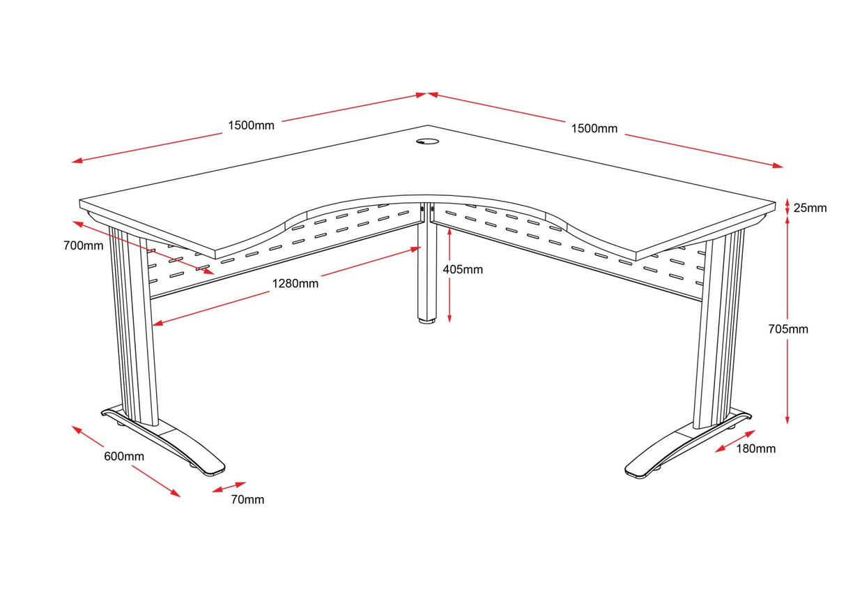 RL Span Metal Leg Corner Workstation