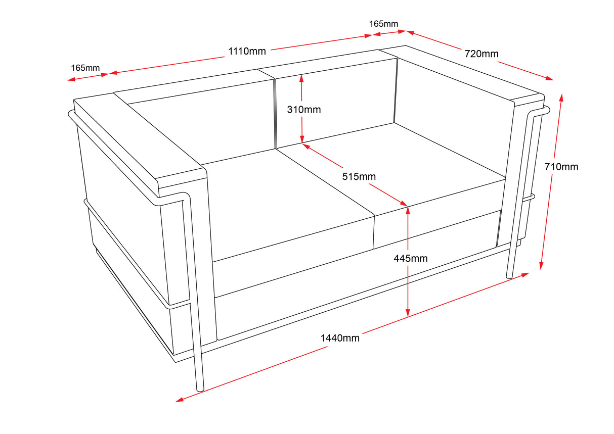 RL Space PU Upholstered 2 Seater Lounge