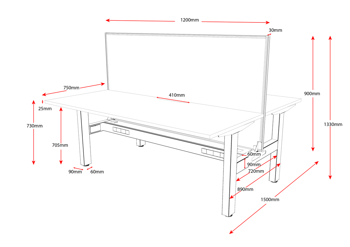 RL Boost Static 2-User Double Sided Workstation with Black Eco Panel Screen