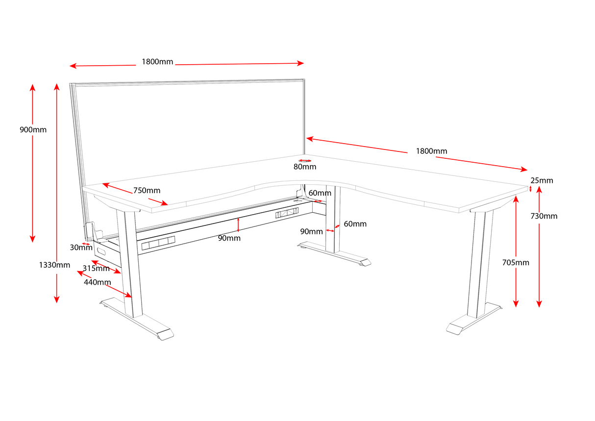 RL Boost Static Corner Desk with Eco Panel Screen