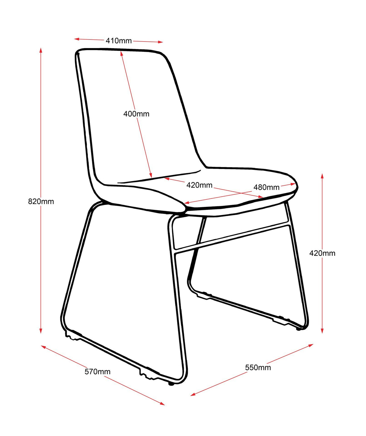 RL Tempo Fabric Upholstered Sled Base Stackable Visitor Chair