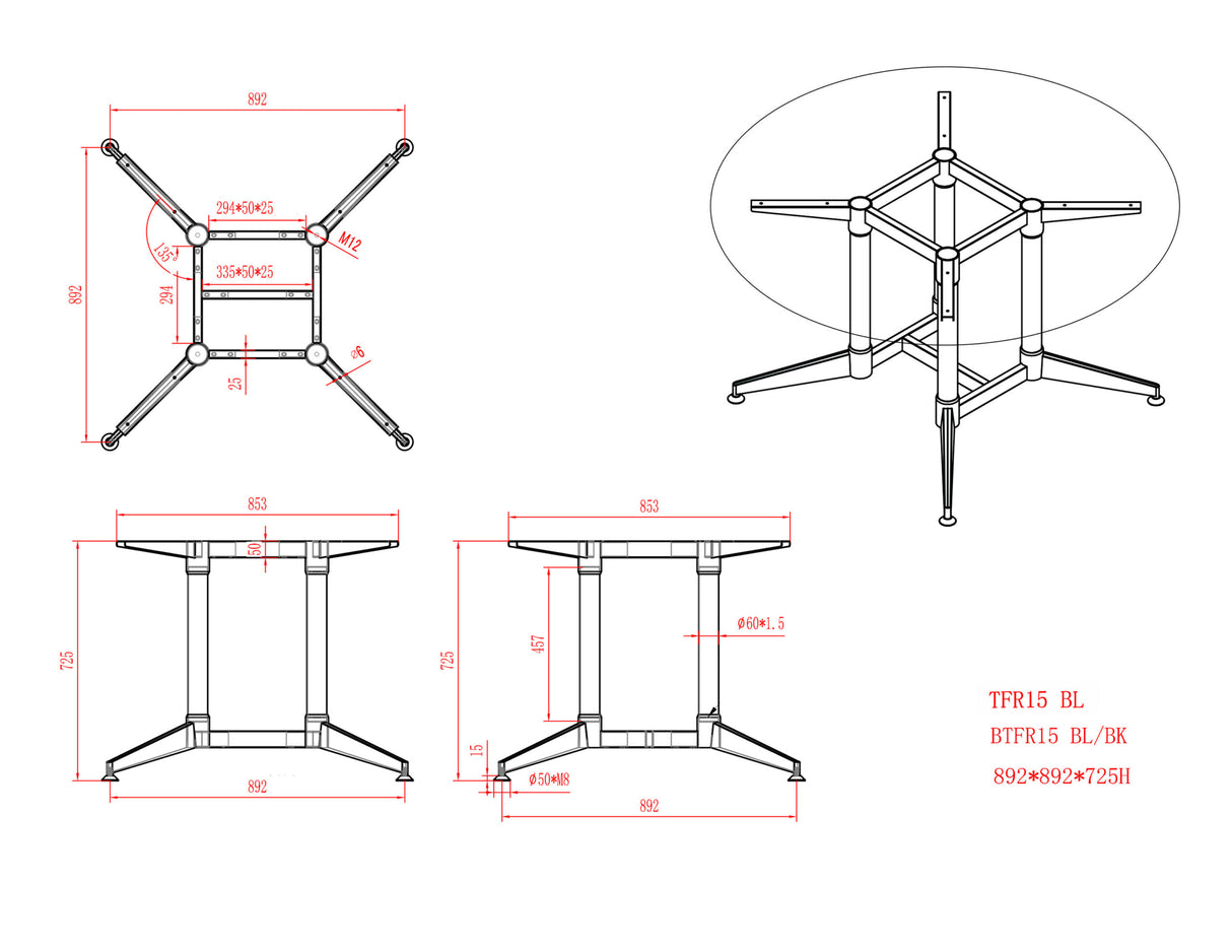 RL Typhoon Metal Round Meeting Table Frame
