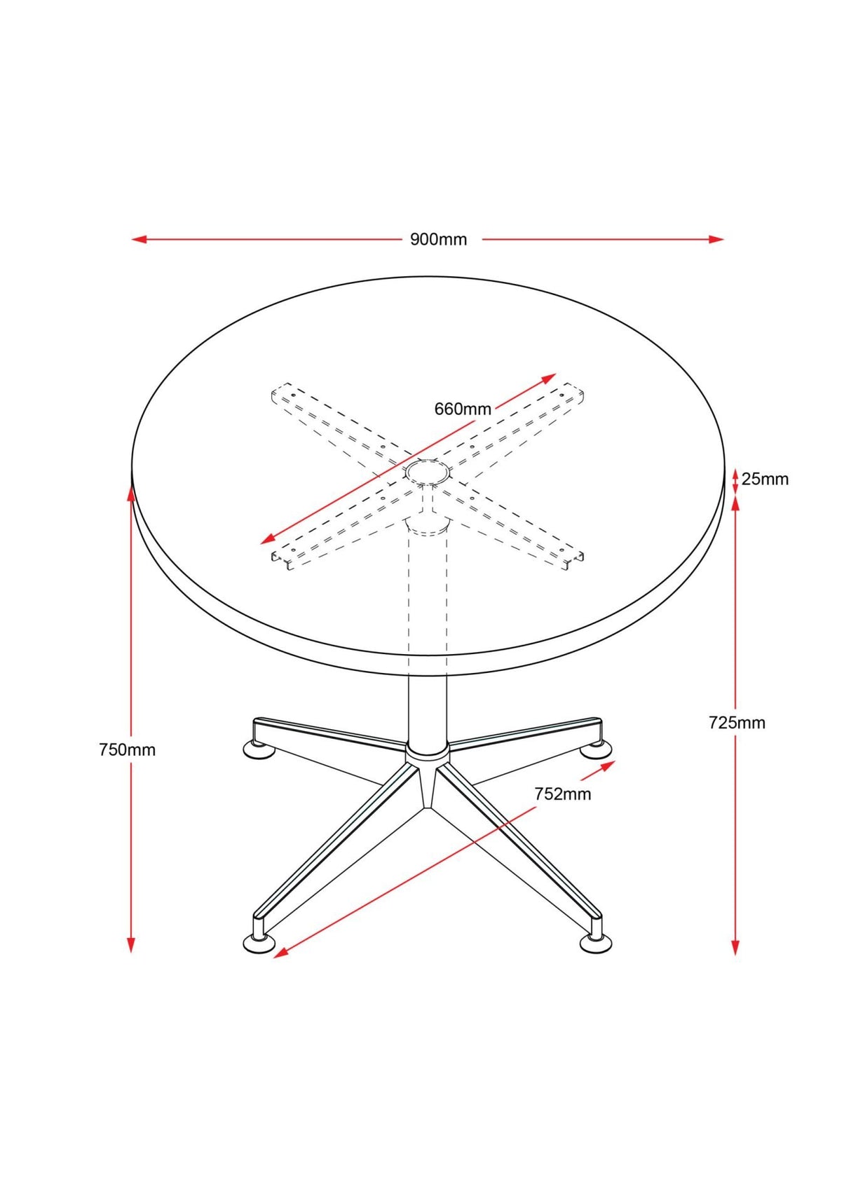 RL Typhoon Aluminium Base Round Meeting Table