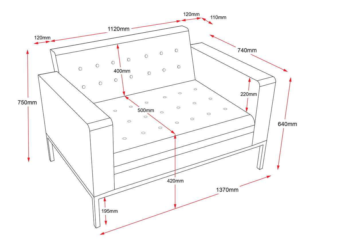 RL Venus PU Leather Upholstered 2 Seater Breakout Sofa